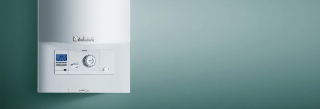 Vaillant boiler on turquoise background